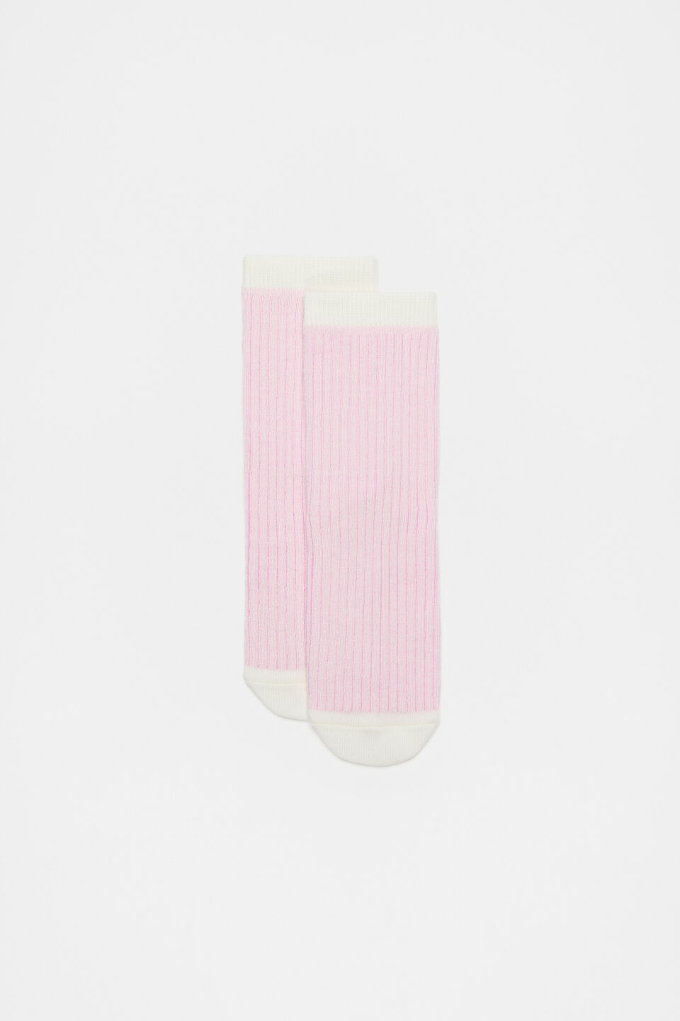 Two Tone Rib Sock  Light Pink