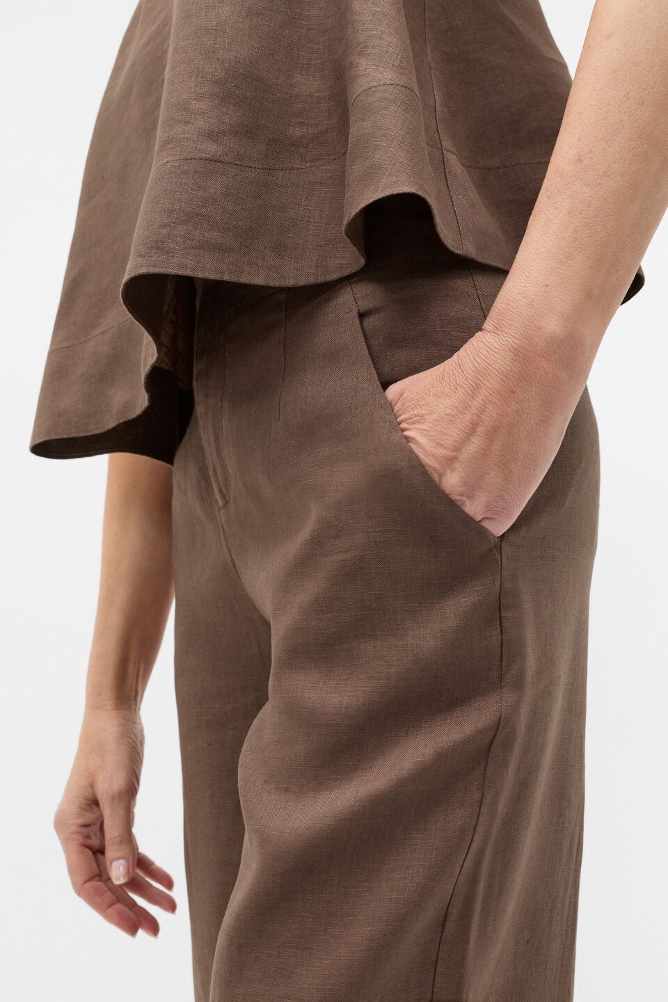 Core Linen Waisted Pant  Pinecone