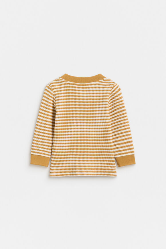 Stripe Waffle Henley  Saffron  hi-res
