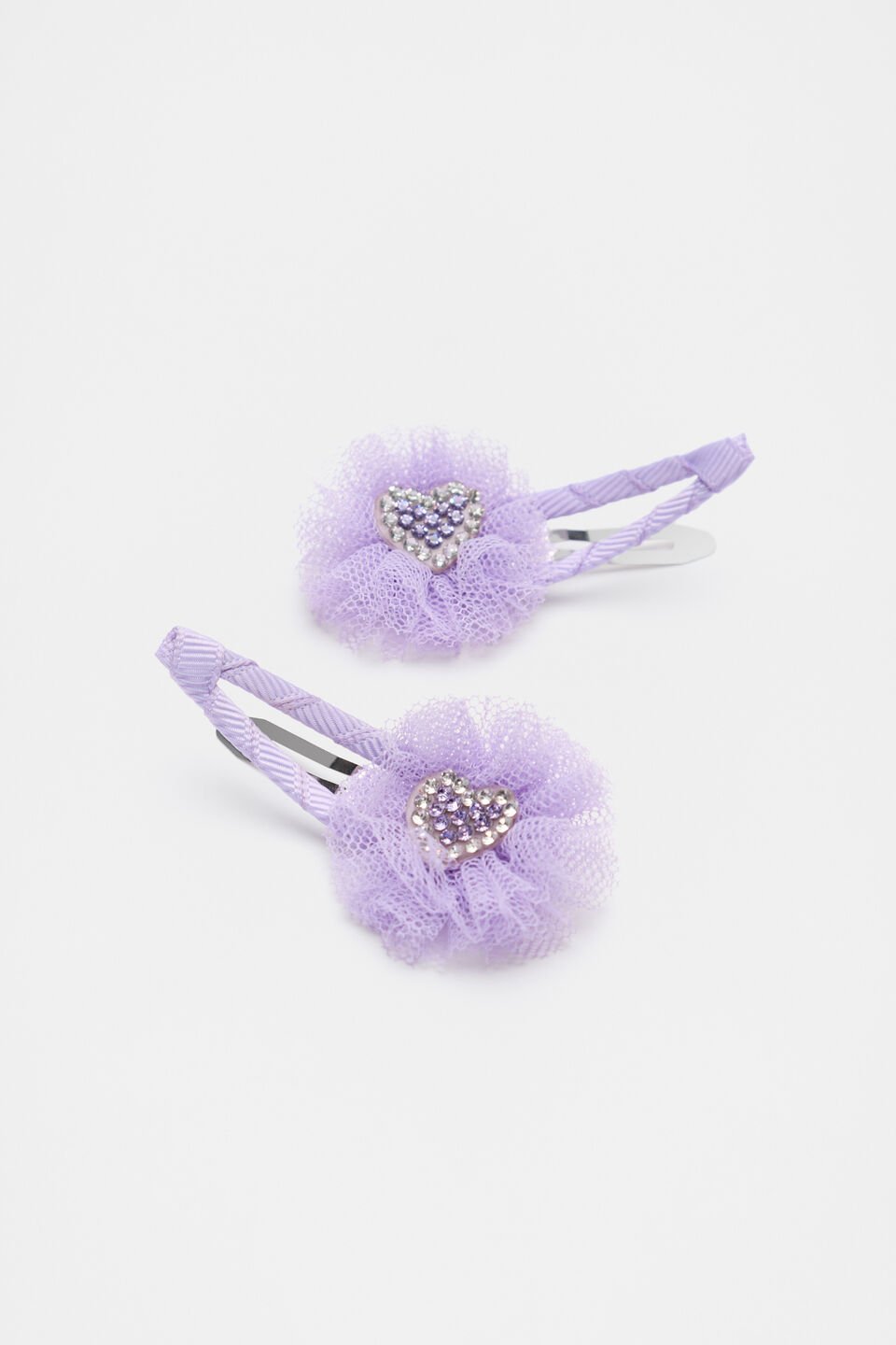 Tulle Diamante Heart Snap  Bright Orchid