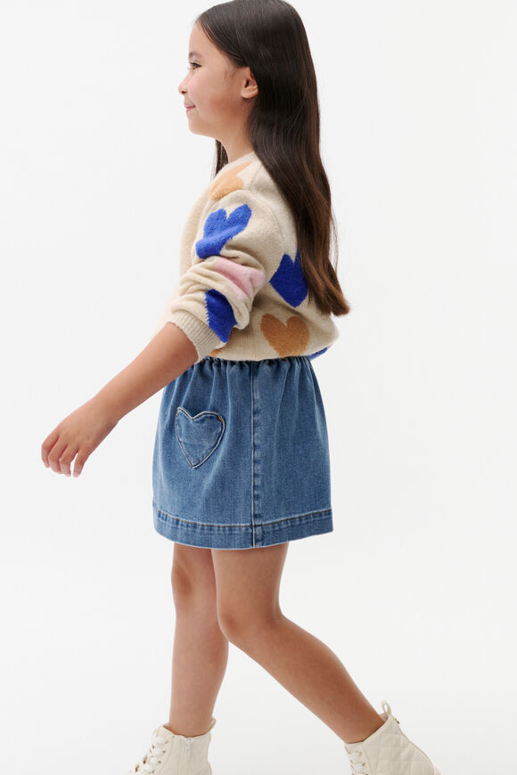 Heart Denim Skirt  Mid Blue Wash  hi-res