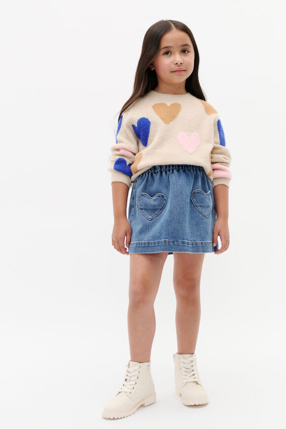 Heart Denim Skirt  Mid Blue Wash  hi-res