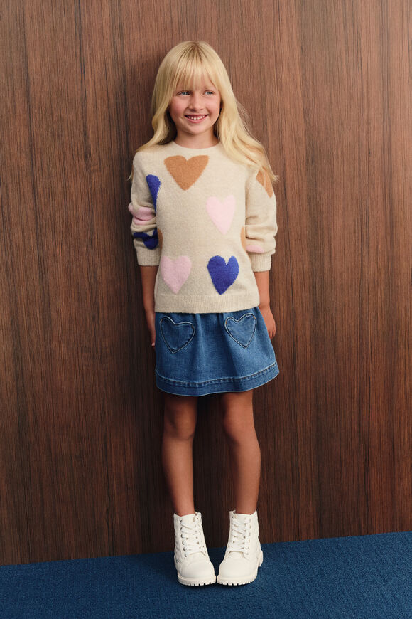 Heart Denim Skirt  Mid Blue Wash  hi-res