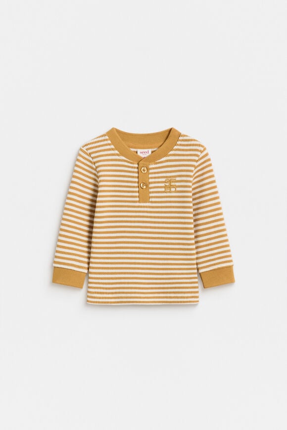 Stripe Waffle Henley  Saffron  hi-res
