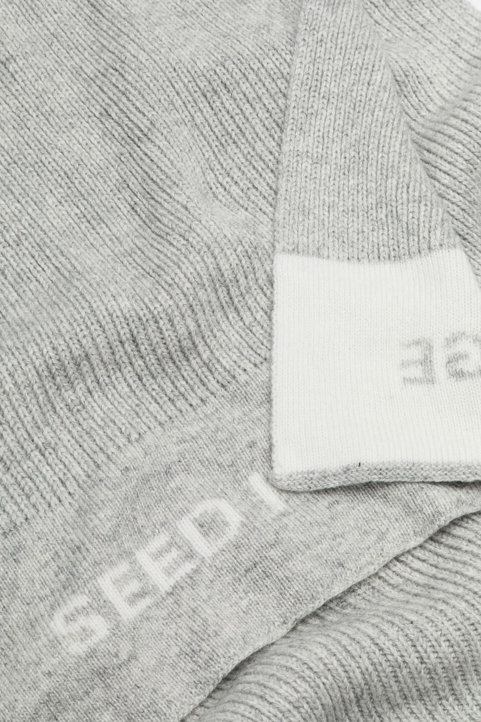 Rib Knit Logo Scarf  Silver Marle