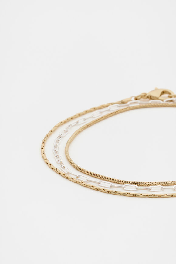 Triple Chain Bracelet  Gold Silver  hi-res