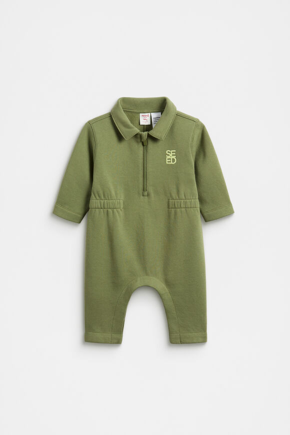 Zip Collar Onesie  Dark Sage  hi-res