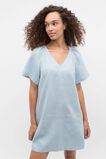 Linen V Neck Flutter Sleeve Mini Dress  Bluebell  hi-res