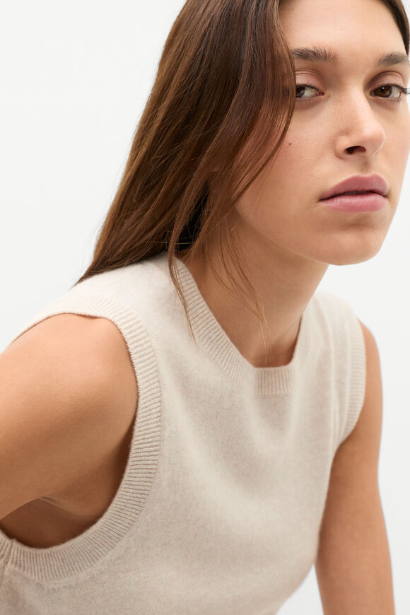 Cashmere Knit Vest  Oat Marle  hi-res