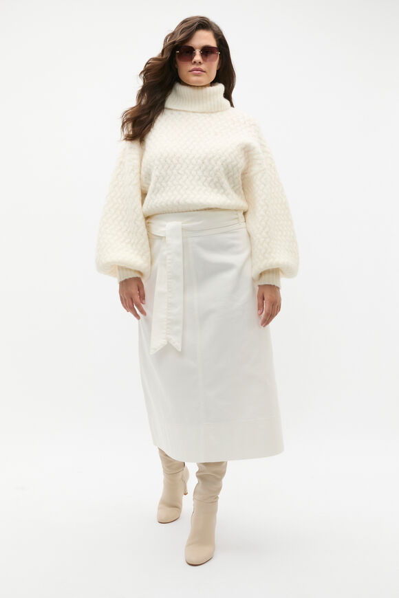 Denim Tie Waist Skirt  Cloud Cream  hi-res