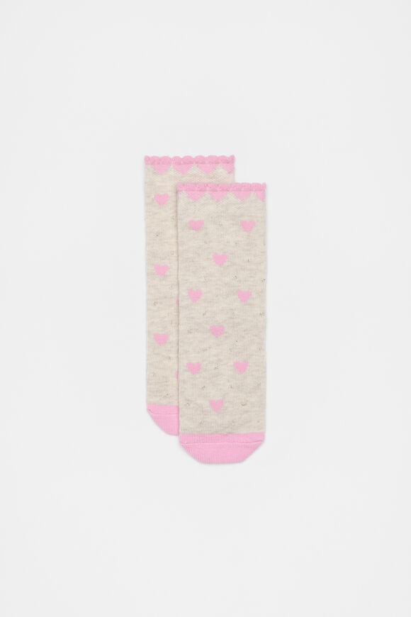 Heart Sock  Oat Marle  hi-res