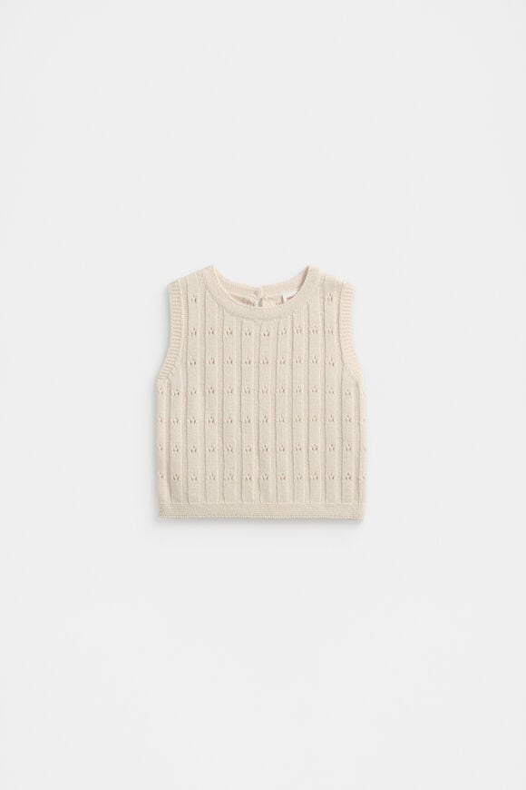 Pointelle Knit Vest  Soft Cream  hi-res