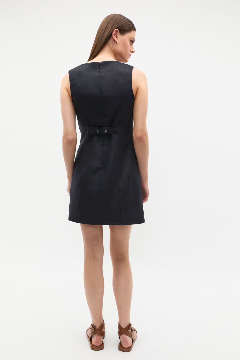 Linen Structured Shift Dress  Twilight Blue