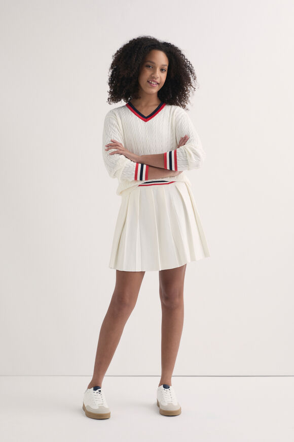 V Neck Knit Sweater  Light Cream  hi-res