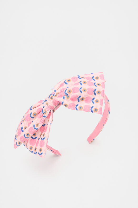 Cord Flower Print Headband  Raspberry  hi-res