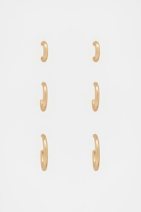 Thin Hoops Ear Pack  Gold  hi-res