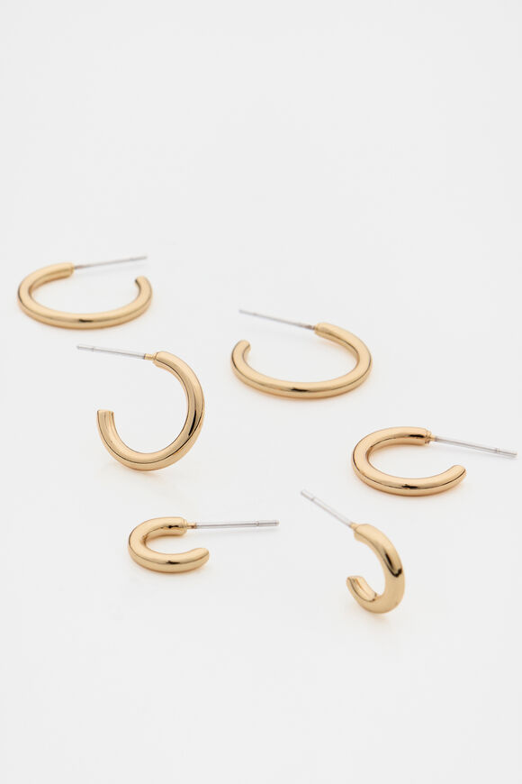 Thin Hoops Ear Pack  Gold  hi-res