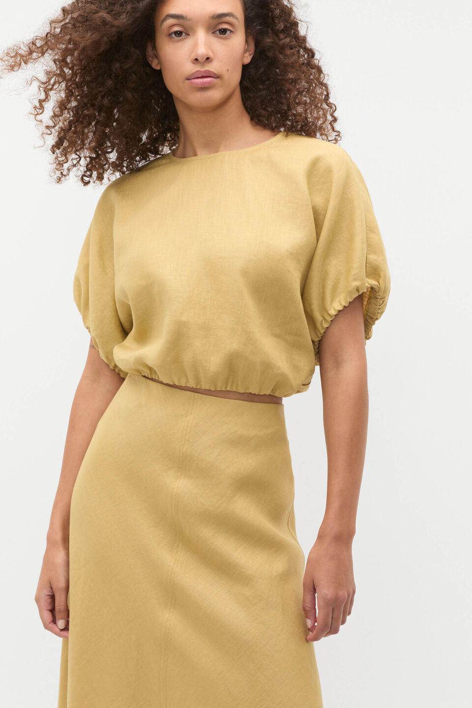 Linen Bubble Top  Honey