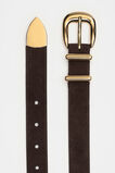Hallie Suede Metal Keeper Belt  Chocolate  hi-res
