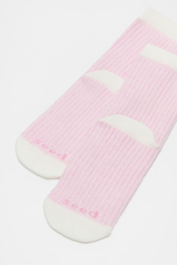 Two Tone Rib Sock  Light Pink  hi-res