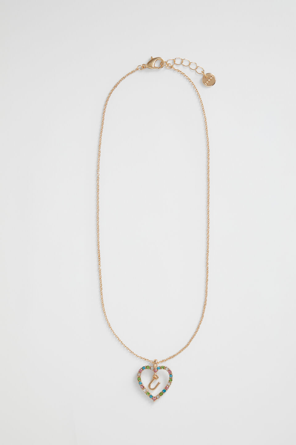 Rainbow Heart Initial Necklace  U
