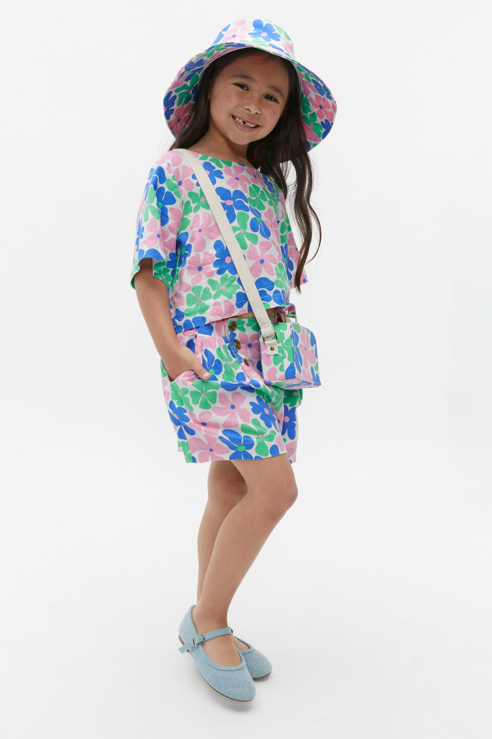 Retro Floral Short  Pine Lime