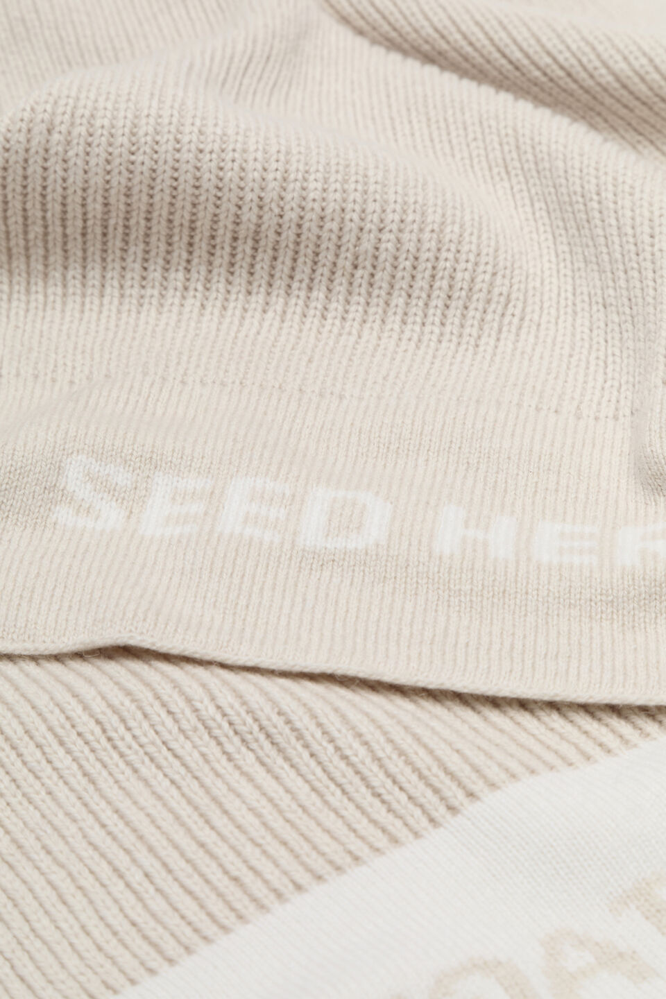 Rib Knit Logo Scarf  Oat Marle