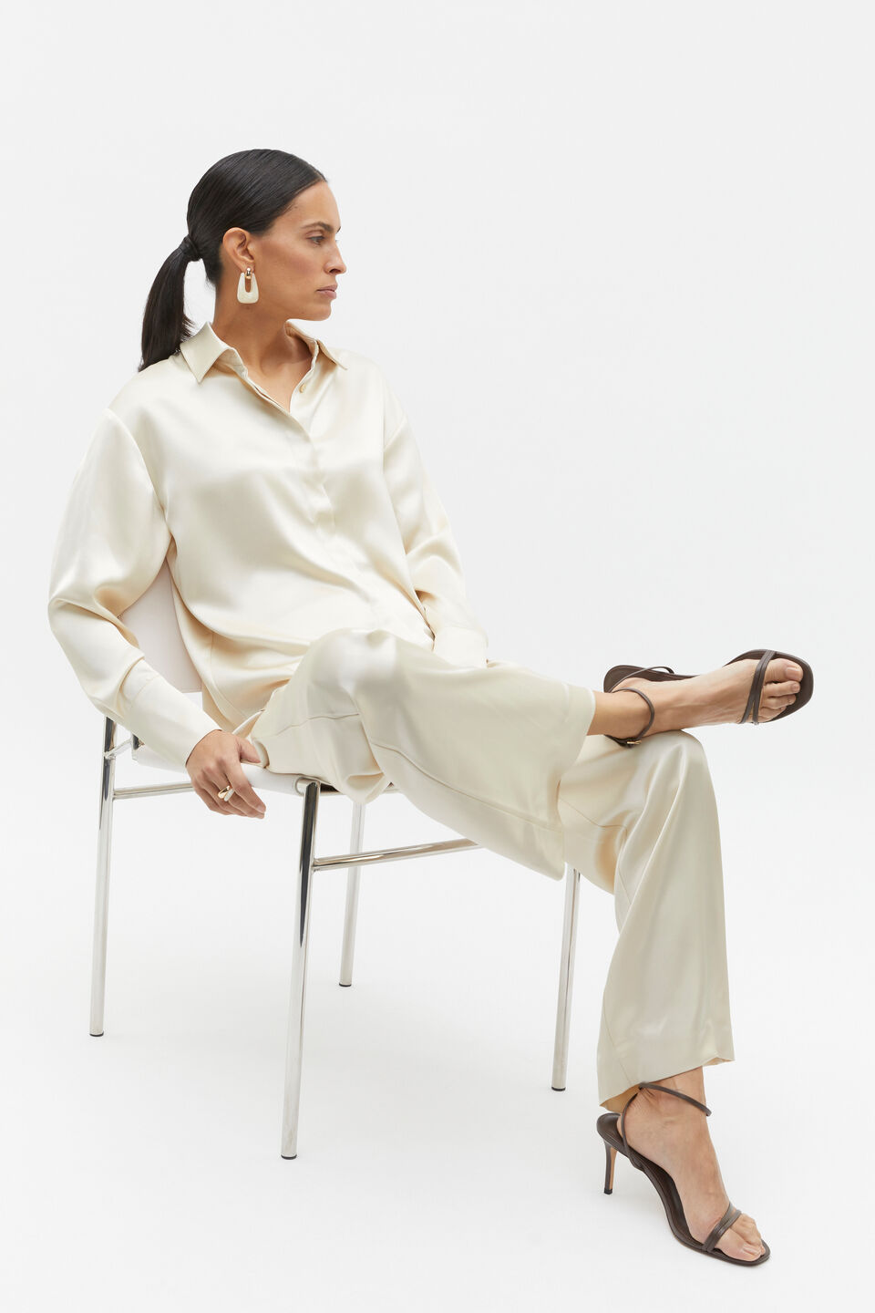 Satin Wide Leg Pant  Frappe