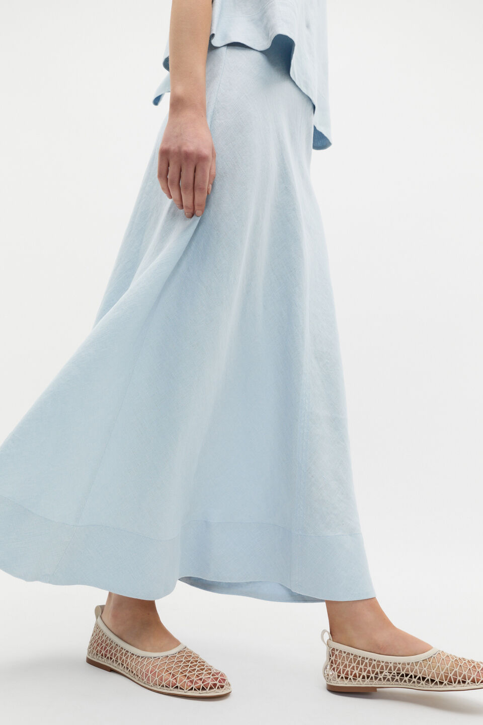 Core Linen Seam Front Skirt  Bluebell