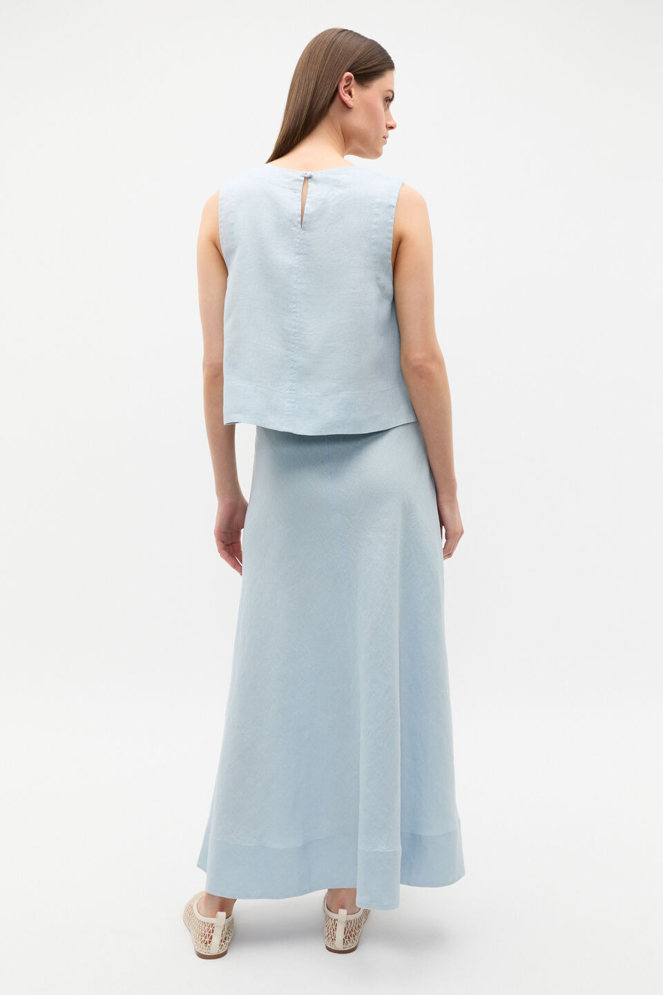 Core Linen Seam Front Skirt  Bluebell