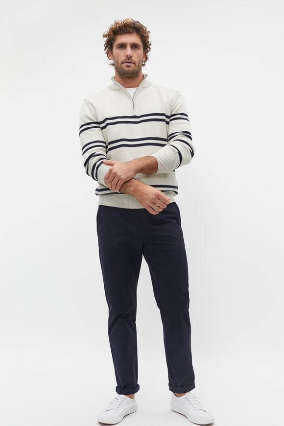 Lightweight Half Zip Knit  Chalk  hi-res