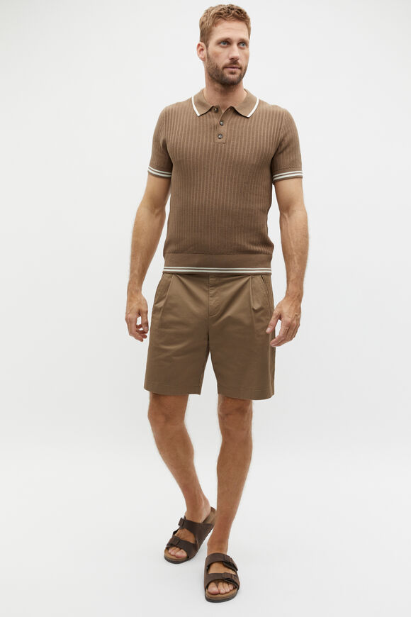 Braided Knit Polo  Dark Nougat  hi-res