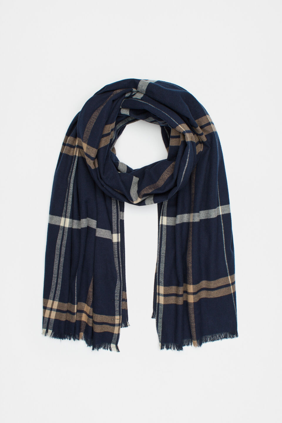 Multi Check Scarf  Twilight Blue
