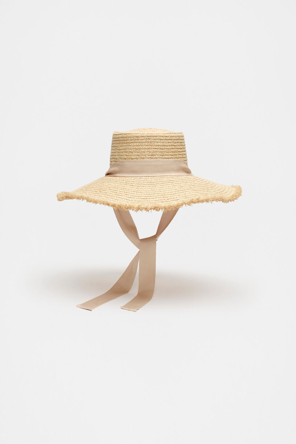 Wide Brim Tie Detail Hat  Ecru