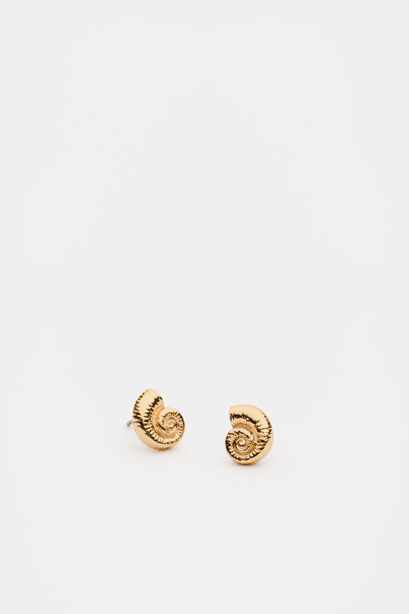 Spiral Shell Mini Stud  Gold  hi-res