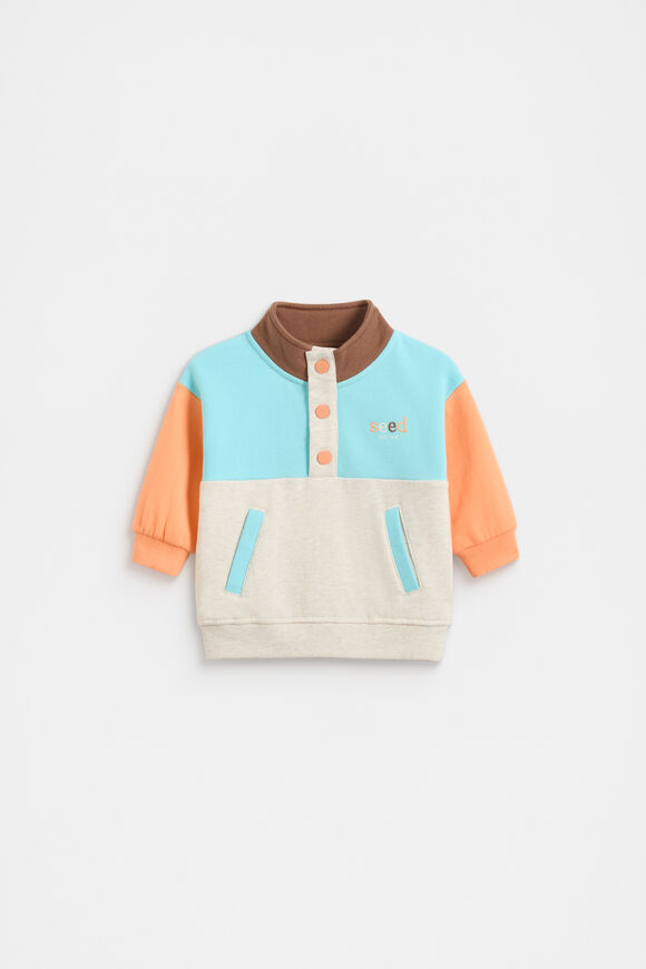 Colourblock Snap Sweat  Ocean Blue  hi-res