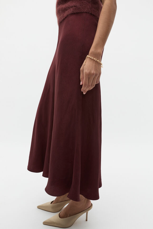 Crinkle Satin Skirt  Merlot  hi-res