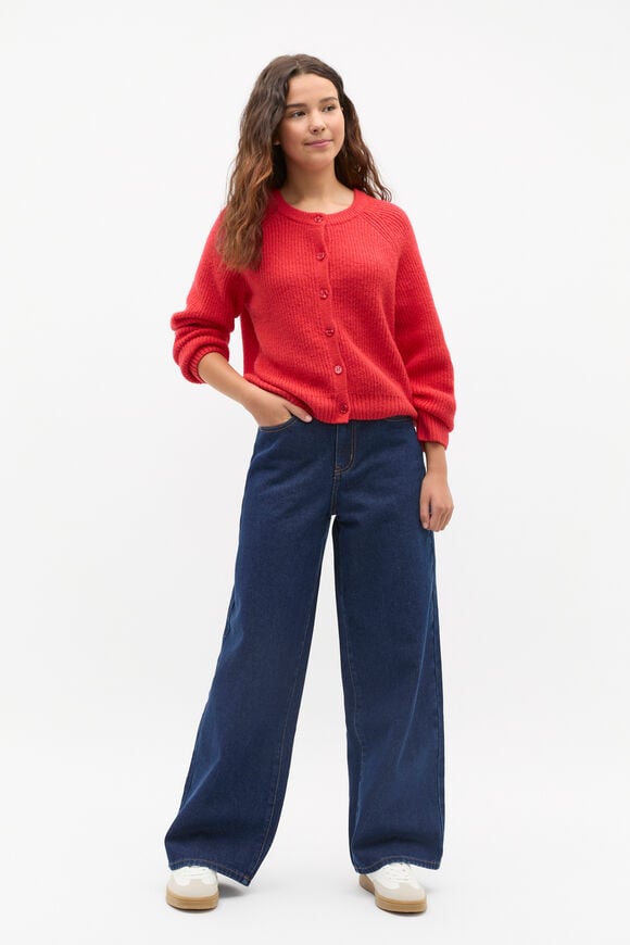 Rib Knit Cardigan  Poppy Red  hi-res