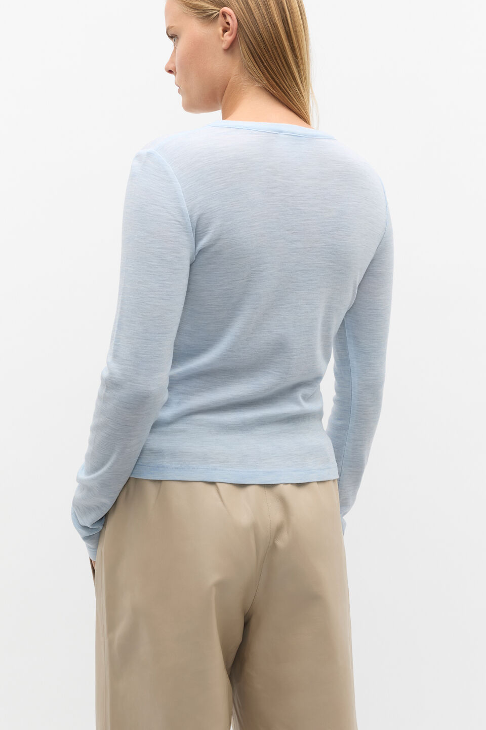 Australian Merino Cardigan  Ice Blue Marle