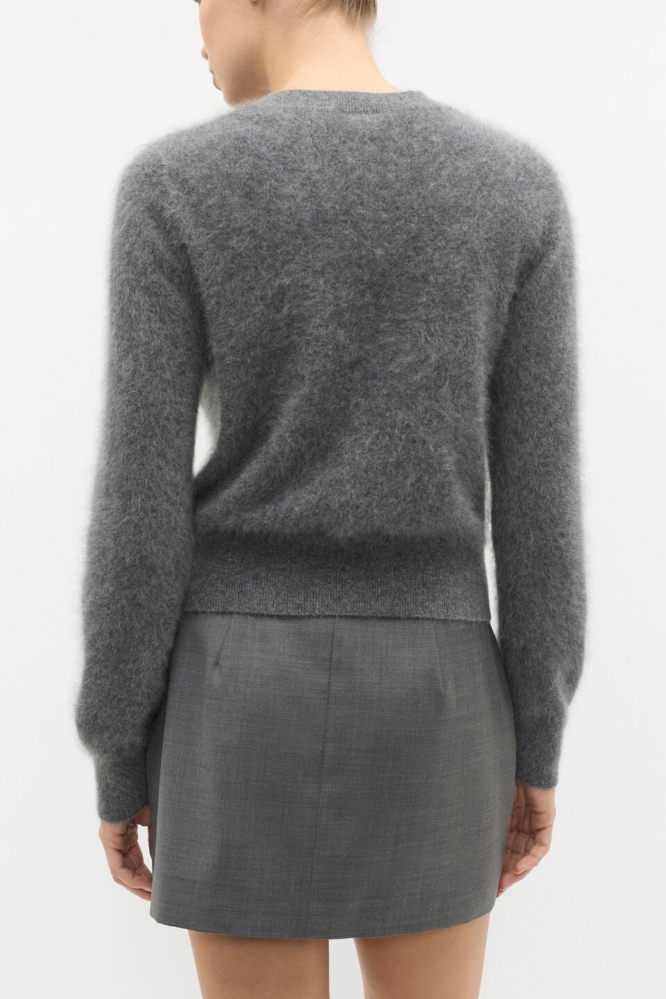 Brushed Cashmere Button Cardigan  Charcoal Grey Marle