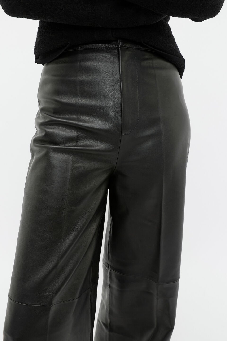 Leather High Rise Trouser  Black