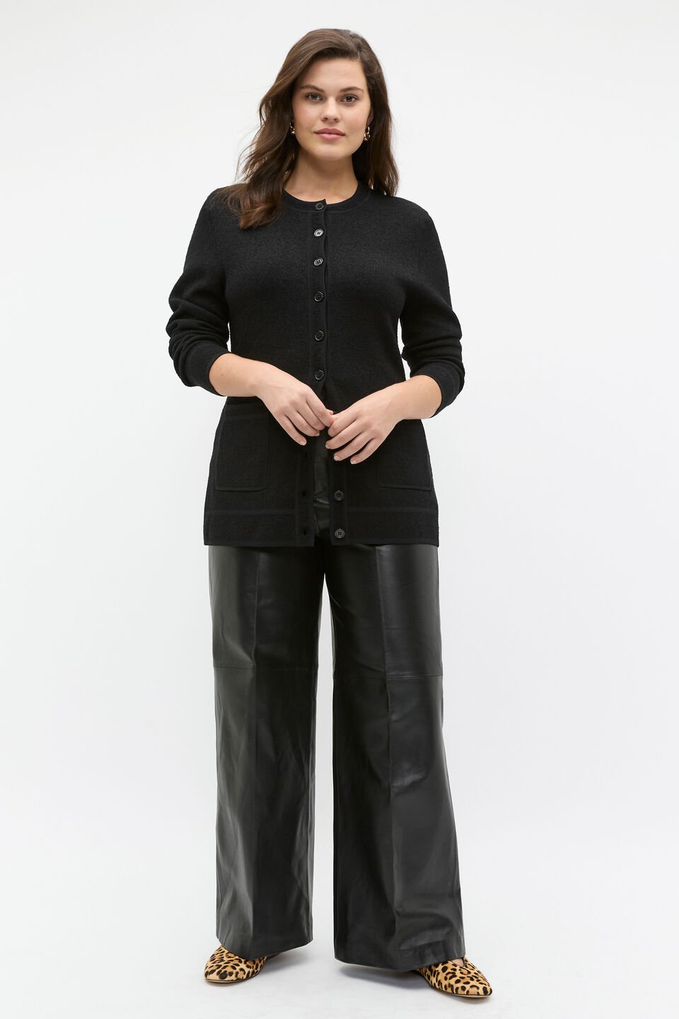 Leather High Rise Trouser  Black
