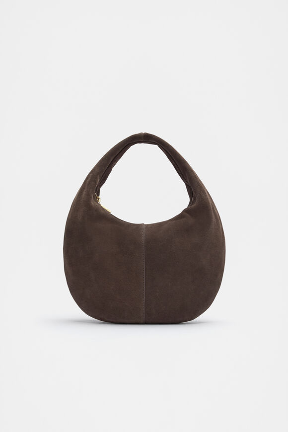 Leather Hobo Shoulder Bag  Chocolate  hi-res