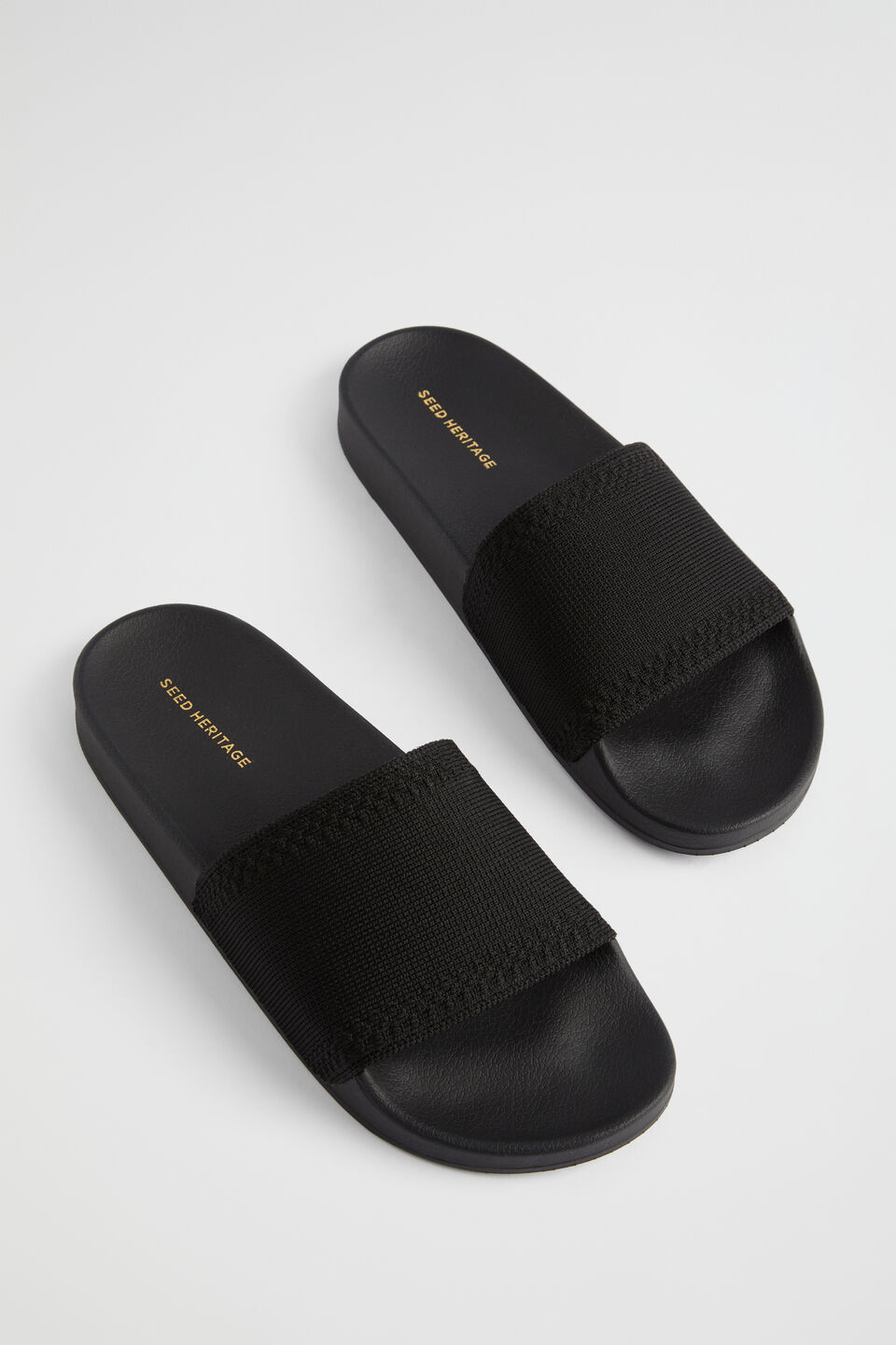 Seed Knit Pool Slide  Black