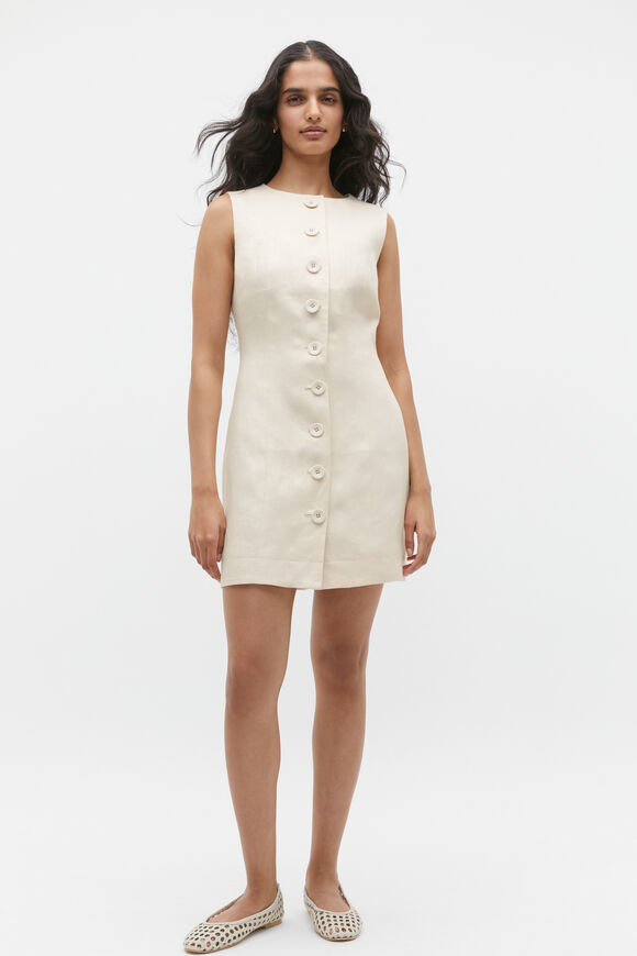 Linen Button Through Mini Dress  Frappe  hi-res