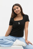 Square Neck Logo Rib Tee  Black  hi-res