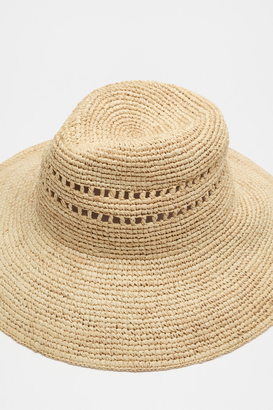 Wide Brim Detail Fedora  Natural