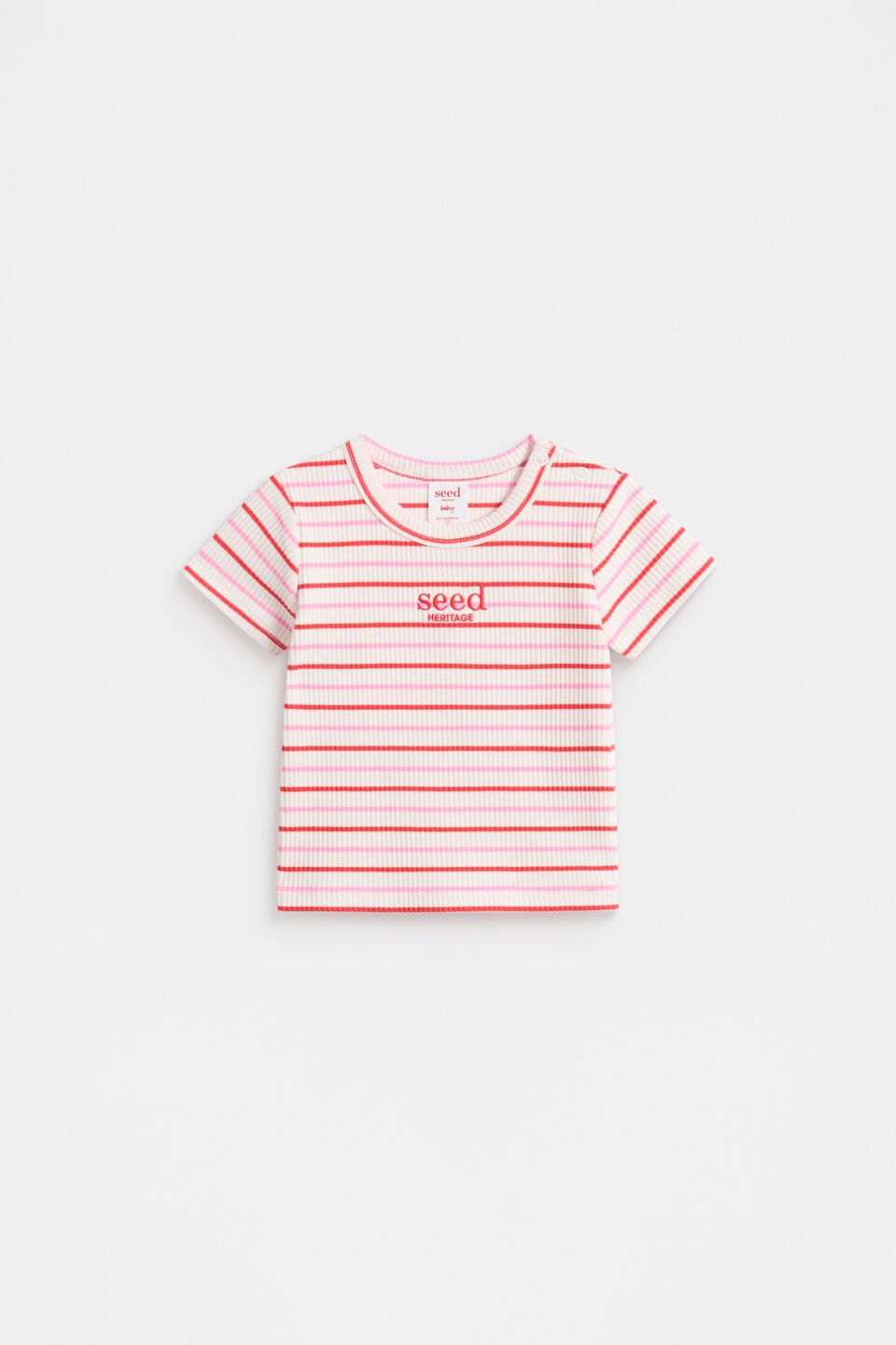 Stripe Logo Rib Tee  Candy Pink Multi