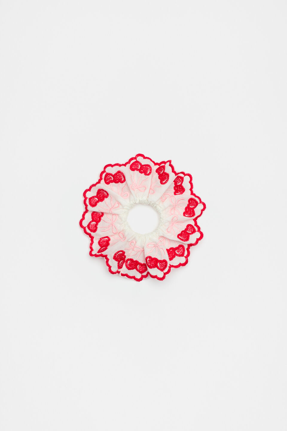 Embroidered Cherry Scrunchie  Canvas