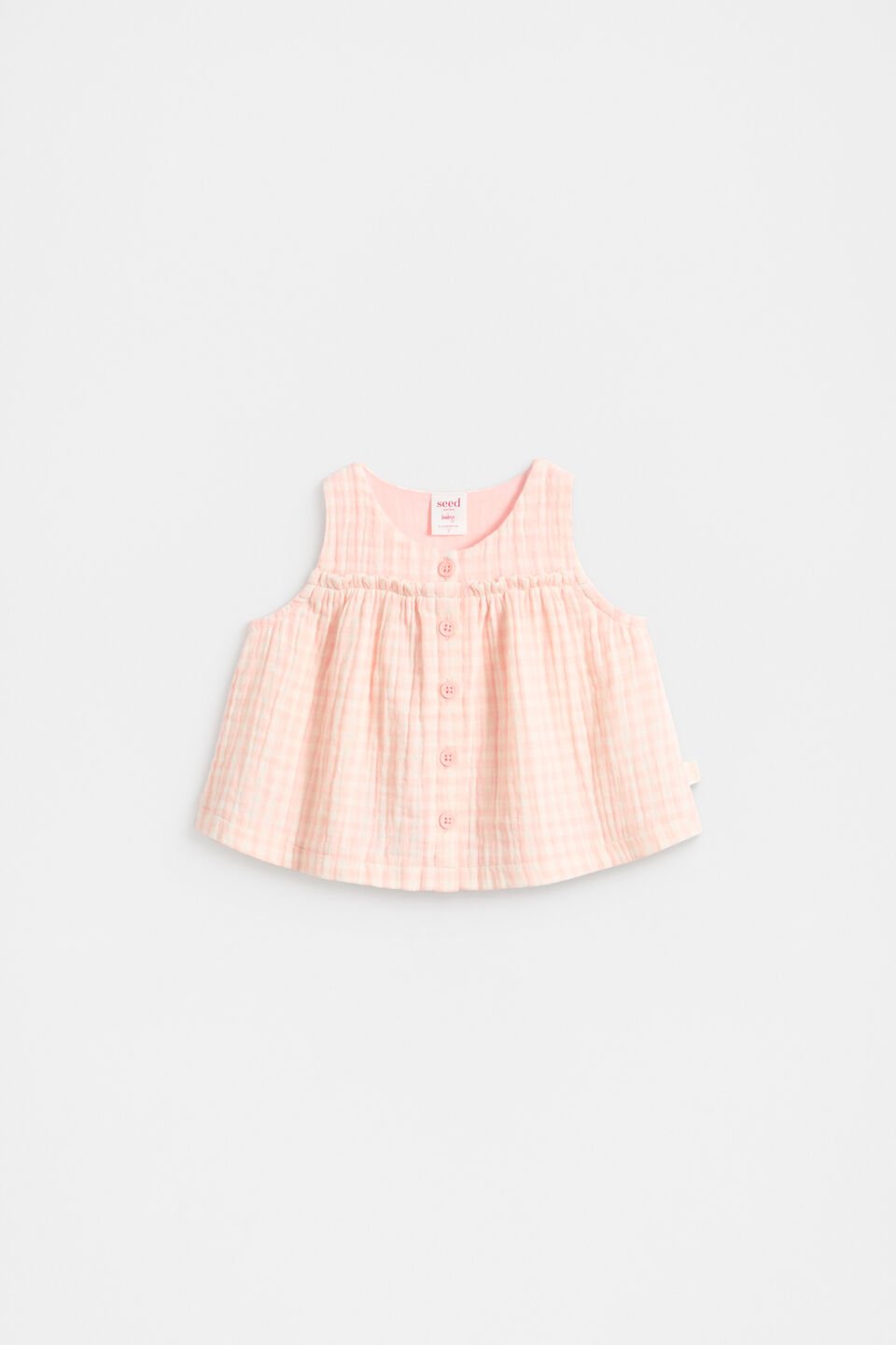 Cheesecloth Button Top  Pretty Pink
